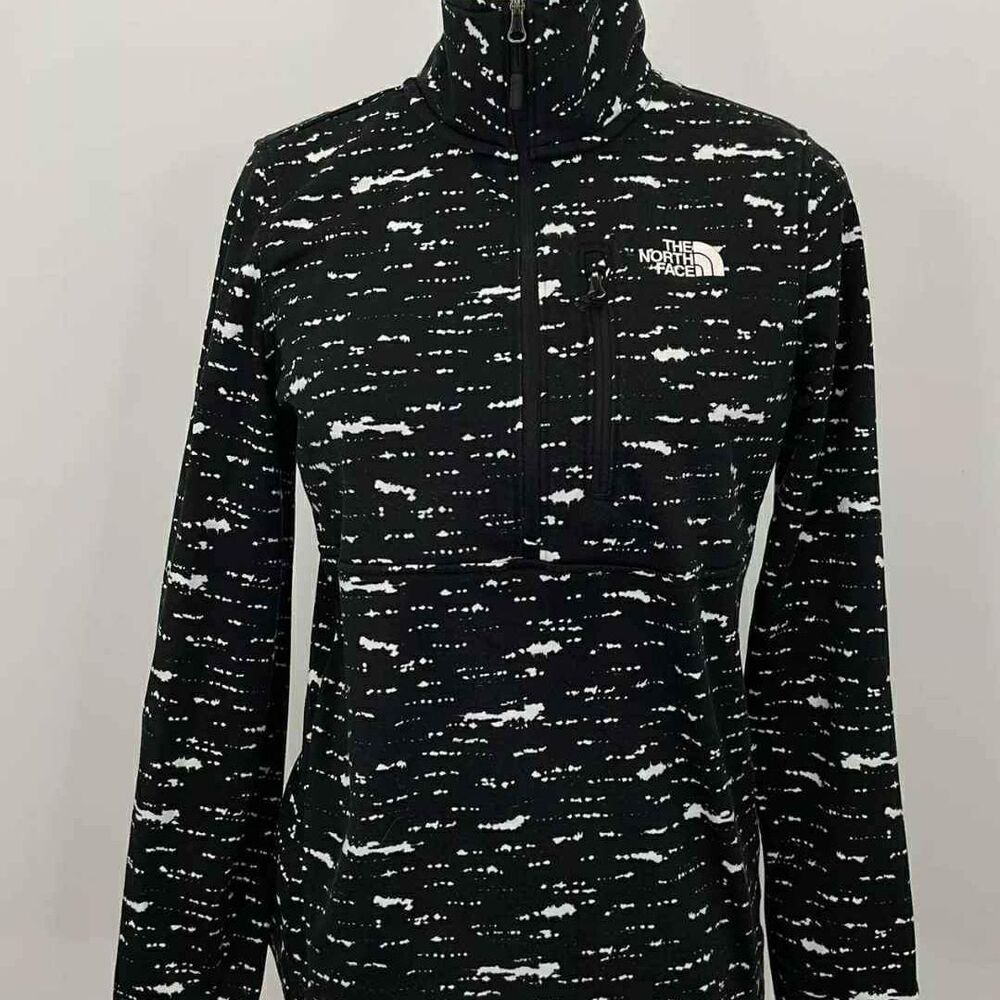 NEW The North Face Black & White 1/2 Zip High Collar Sweatshirt Pullover Women S